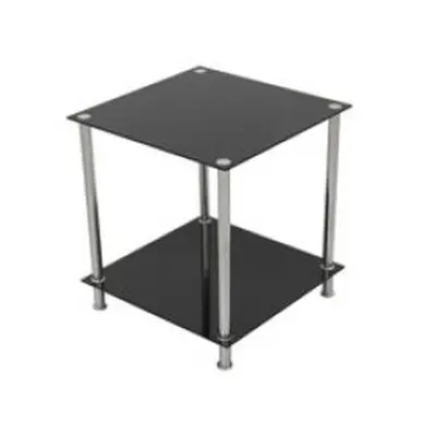 King Black Glass End Table Side Table Coffee Table, Square, 45cm x 45cm, for Living Rooms, Loung