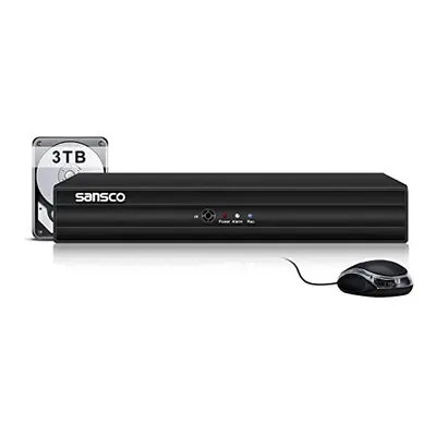 SANSCO HD 1080p Lite Channel Digital Video Recorder Hybrid DVR with 3TB Hard Drive for CCTV Secu