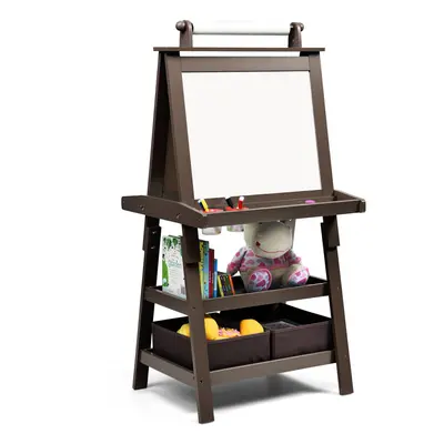 Kids Art Easel in Double-Sided Whiteboard Chalkboard W/ Paper Roll