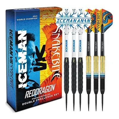 RED DRAGON Peter Wright 'Snakebite' v Gerwyn Price 'Iceman' DWC Brass Darts Set with Flights and