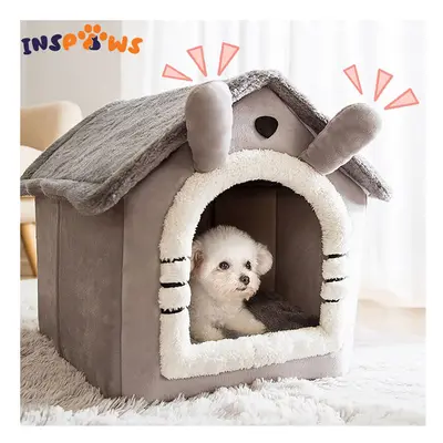 Kennel Dog House Soft Pet Bed Tent Indoor Enclosed Warm Plush Sleeping Nest Basket with Removab