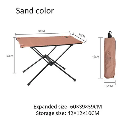 (Sand color) Outdoor folding table camping portable picnic table ultra light aluminum alloy self