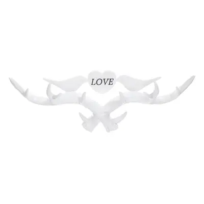 (White) Love Vintage Deer Antler Wall Hanger Decoration Coat Hook And Hat Rack Color Holder