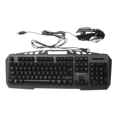 (Black) Colorful Backlight Alloy Panel USB Wired Gaming Keyboard 2400DPI LED Gaming Mouse Combo