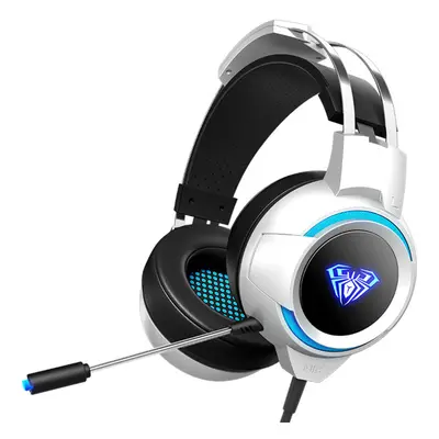 (White) Gaming Headset 7.1 Channel 4D Surround Sound Stereo 50mm Unit Hi-Fi Headphone LED Light 