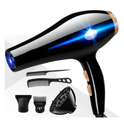 2200W Hair Dryer Strong Power Blow Thermostatic 5-Speed Adjustment Blue-ray Diffuser Comb Kit