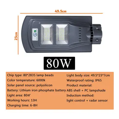 (100LED) 40W 80W 120W Sensor LED Solar Light Wall Street Lamp Garden Outdoor Lighting + Remote C