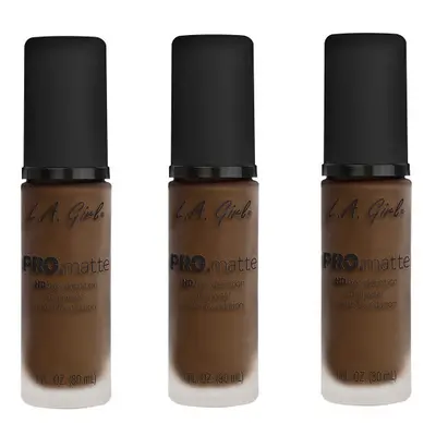 L.A. Girl Pro Matte HD Liquid Foundation Espresso 30ml x3