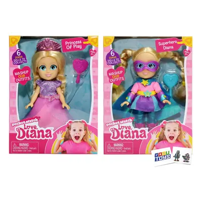 Pocket Watch Love, Diana Doll (2 Pack) Princess, Superhero with Gosu