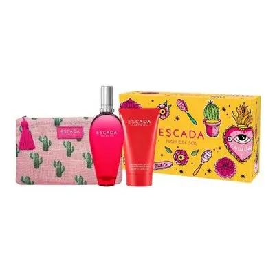 Escada Flor Del Sol Pcs Set: 3.3 Eau De Toilette Spray + Oz Perfumed Body Lotion + Clutch Bag (P