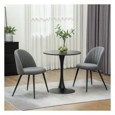 HOMCOM Set of Dining Chairs with Shell Backrest and Padded Seat Grey