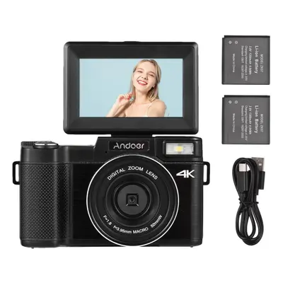 Andoer Portable Digital Camera with 3.0-inch TFT Rotatable Screen 48MP 4K Ultra HD 16X Zoom Supp