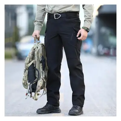 (black, M) Winter Soft Shell Military Tactical Pants Men Waterproof Warm Fleee Lined Cargo Pants