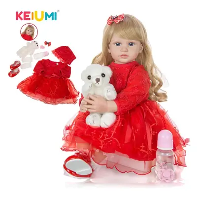 (blue, inch) Keiumi Inch Elegant Reborn Baby Girl Doll Cm Soft Vinyl Cloth Body Princess Doll Li