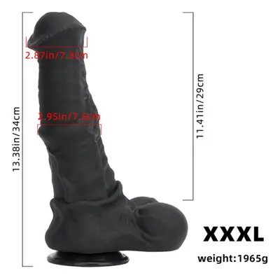 (black, XXXL) Black Size Golden Horse Dildo Male And Female Silicone Soft Oversized Anal Plugs A