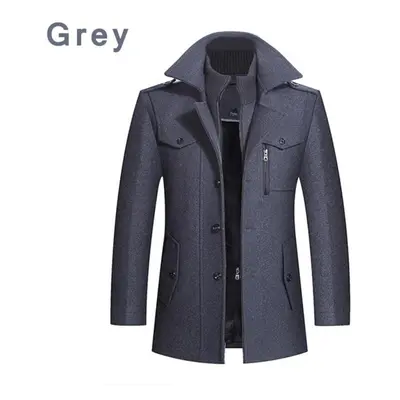 (grey, XXL) Winter Trench Coat For Men Fashion Mens Jackets Version Of Woolen Men&apos;s Jacket 