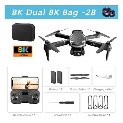 (Black Dual-8K-2B) Lyzrc V88 Drone Original 4k/8k Professional Anti-shake Hd Dual Camera Omnidir