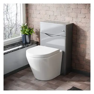 Nes Home 500mm WC Unit & Rimless Back To Wall Toilet Grey Flat Pack