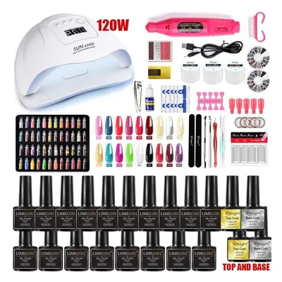 Limegirl Hot Selling Manicure Set 120W UV LED Lamp Dryer With PCS Nail Gel PolishSoak Off Kit