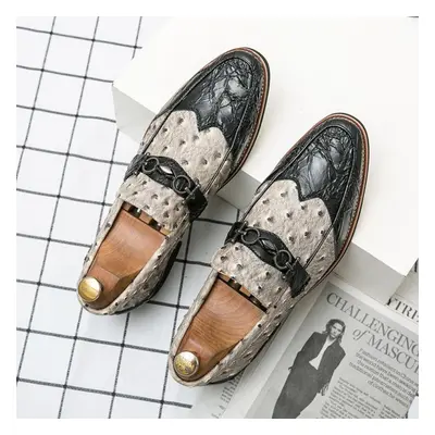 (black,beige, 38) New Fashion Men&apos;s Classic Oxfords Business Flats Casual Leather Shoes Dri