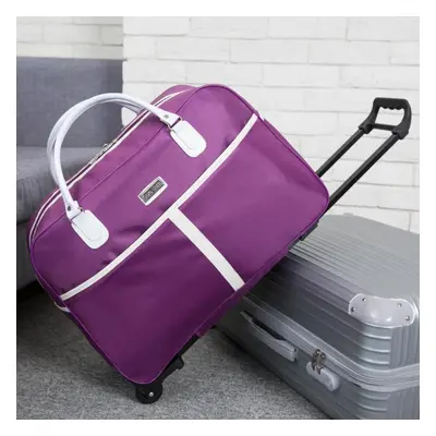 (purple) Trolley Luggage Travel Bag Waterproof Rolling Boarding Bag Foldable Duffle Bags Suitcas