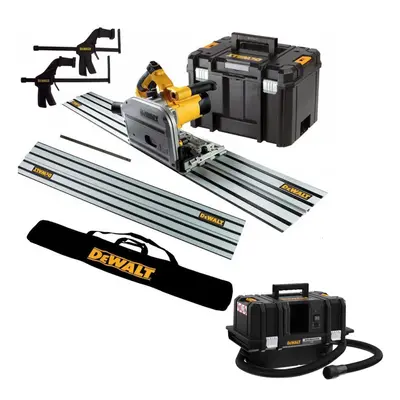 Dewalt DWS520KR 240v Plunge Saw Kit 2x 1.5m Guide Rails + Bag + Clamps + DCV586M