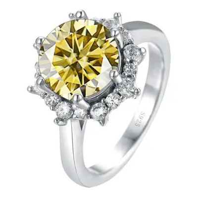 (yellow, 6) Bagueringen Luxury Carat Moissanite Diamond Jewelry S925 Sterling Silver Wedding Rin