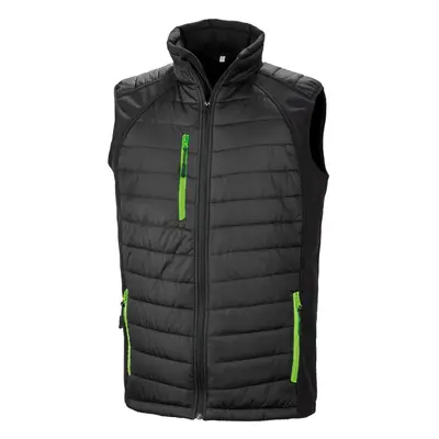 (L, Black/Lime) Result Genuine Recycled Unisex Adult Compass Softshell Padded Gilet