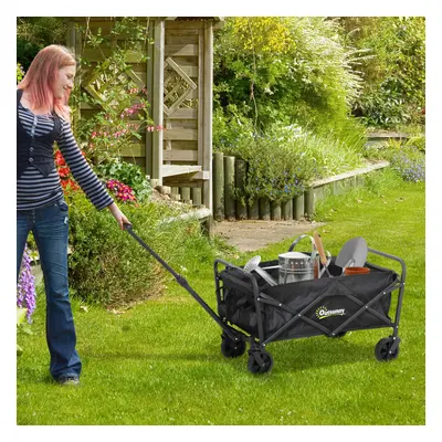 Outsunny 62L Festival Trolley, 120kg Heavy Duty Folding Trolley Cart, Black