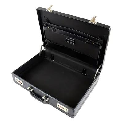 Professional Leather Look Executive Black Briefcase with Combination Locks