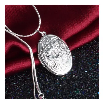 Jewelry Sterling Silver Necklace Egg-Shaped Photo Frame Pendant Necklace Men & Women Charm Jewel