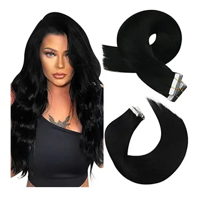 Tape in Human Hair Extensions Black Tape in Extensions Jet Black Hair Extensions Tape in Remy Ha