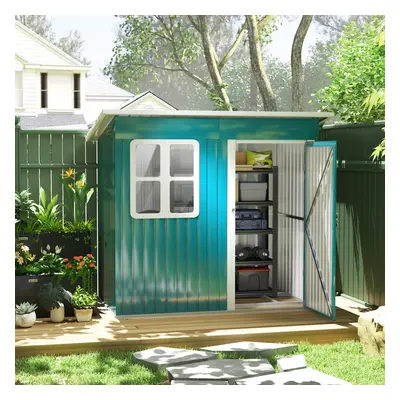 Outsunny x 4ft Galvanised Steel Garden Shed with Foundation Kit, Green