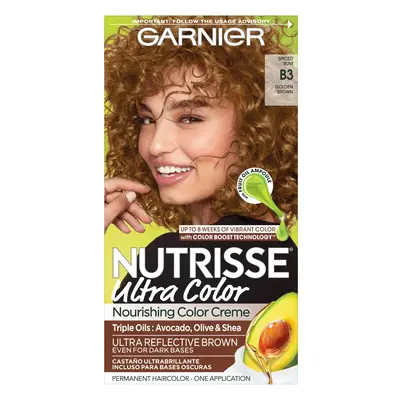 Garnier Hair Color Nutrisse Ultra Color Nourishing Creme, B3 Golden Brown (Spiced Rum) Permanent