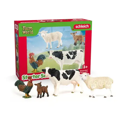 Schleich Farm World - Starter Set Includes x Collectible Toy Farm Animals Cow Sheep Donkey Foal 