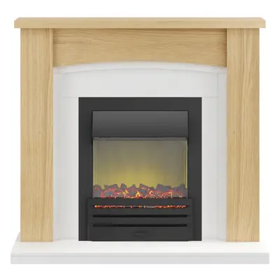 Adam Chilton Fireplace Suite in Oak with Eclipse Electric Fire in Black, Inch