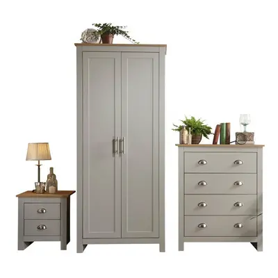 Lancaster Piece Set in Grey - Wardrobe, Chest, Bedside