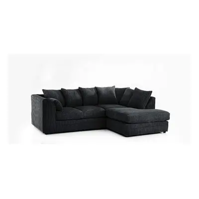 (Black, Right Hand) Porto Jumbo Cord Corner Sofa