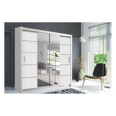 (White, cm) Modern Oslo Mirrored Wardrobe