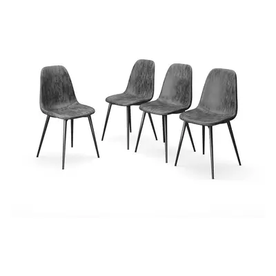 (Black, 4) CARLO Modern Faux Leather Dining Chair with Metal Legs