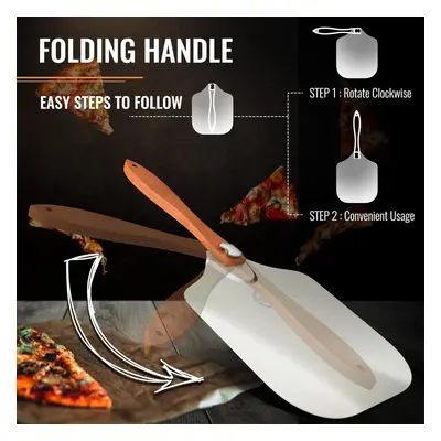 Deer & Oak Inch Pizza Peel Wooden & Aluminium Foldable Paddle Pizza Oven Accessories Easy Storag