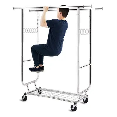 HOKEEPER Double Clothing Garment Rack with Shelves Capacity lbs Clothing Racks on Wheels Rolling