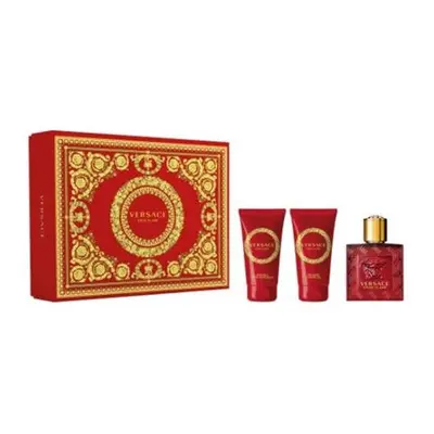 Versace Eros Flame Pcs Set For Men: 1.7 Eau De Parfum Spray + 1.7 Shower Gel + 1.7 After Shave B