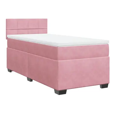 vidaXL Box Spring Bed with Mattress Bed Frame Bedstead Pink 100x200 cm Velvet