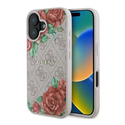 Guess 4G Flower Printed Hardcase with MagSafe for iPhone 6.1" Pink - GUHMP16SP4ROPEMCP