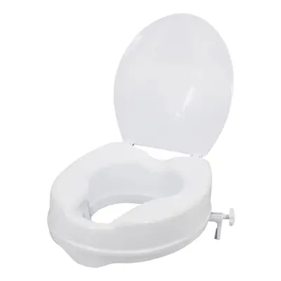 (white, 4in with Lid) Raised Toilet Seat With Lid Lbs Heavy Duty Elevated Toilet Seat With Tight