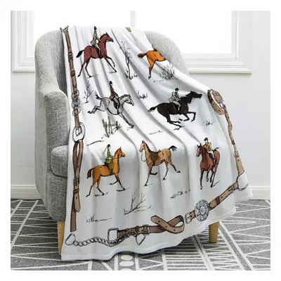 (as the picture, 150x200cm) Cowboy Western Galloping Horse Blanket Soft Warm Print Throw Blanket