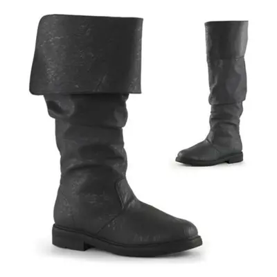 (black, 44) Medieval Leather Boots Jack Sparrow Renaissance Half Haddock Shoes Footwear Larp Pir