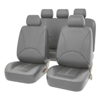 (gray, B(As in the picture)) Seametal Car Seat Cover Pu Leather Protector Front And Back Seat Ba