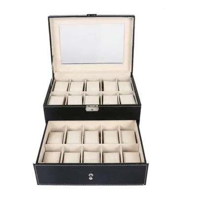 (20 Slot) 6/10/12/20 Slots Faux Leather Wrist Watch Storage Box Display Case Organizer